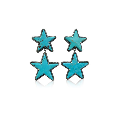 Turquoise Star Double Drop Earrings 1