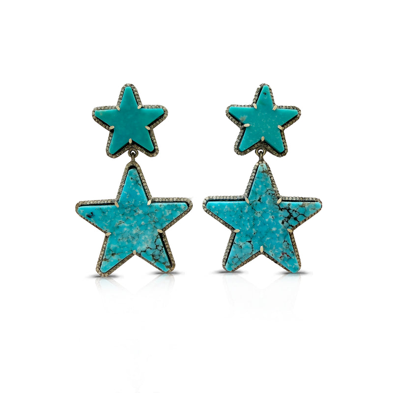 Turquoise Star Double Drop Earrings