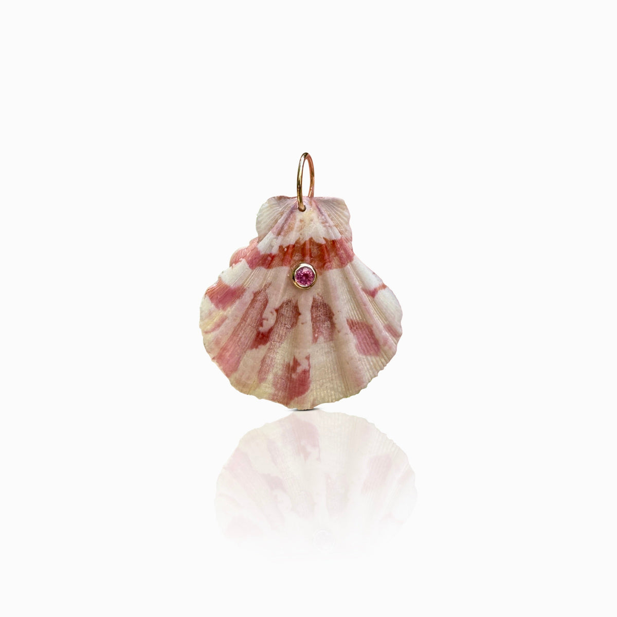 14k Pink Sapphire Scallop Shell Charm