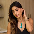 14k Chrysocolla Elongated Teardrop Diamond Necklace
