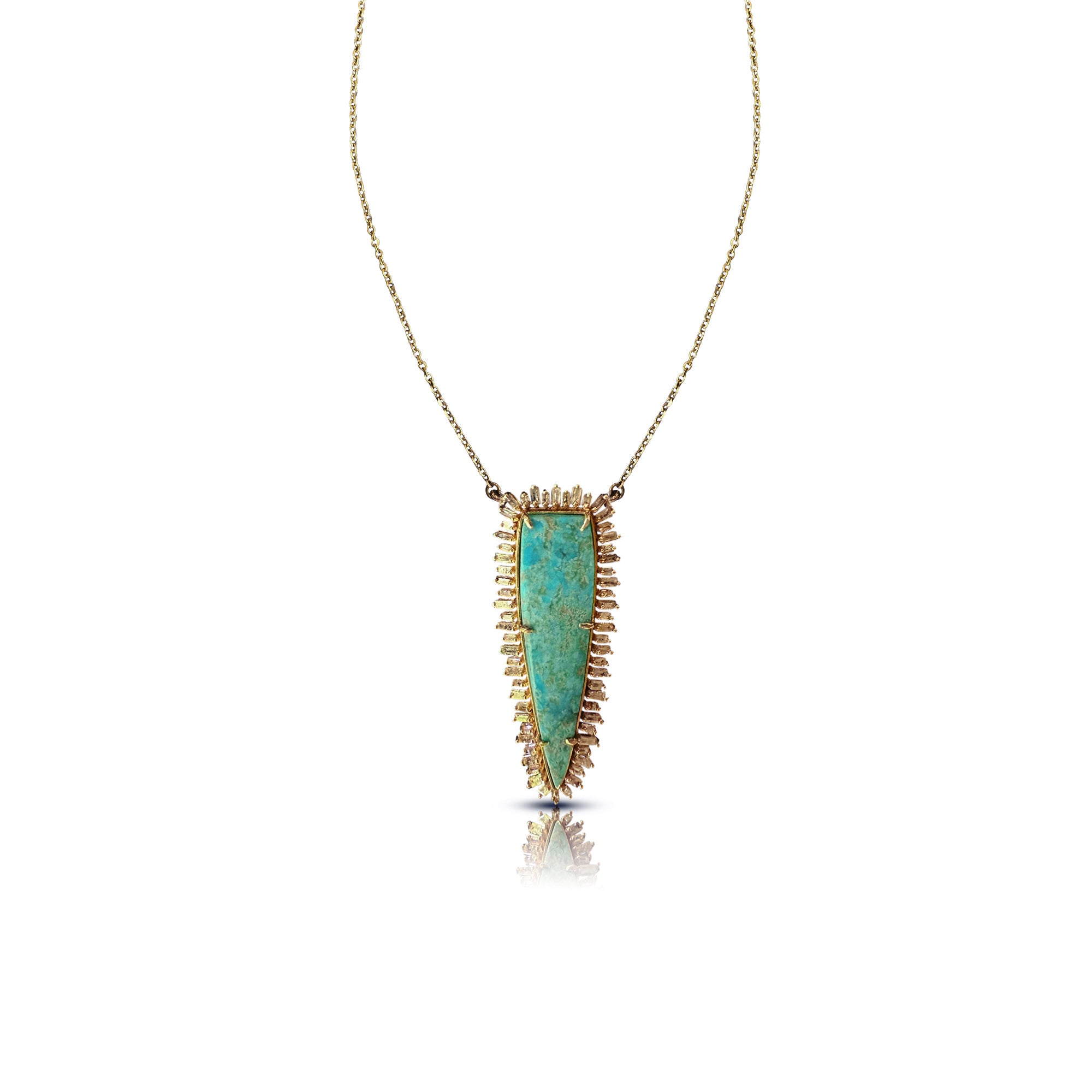 14k Pilot Mountain Turquoise Elongated Triangle Necklace