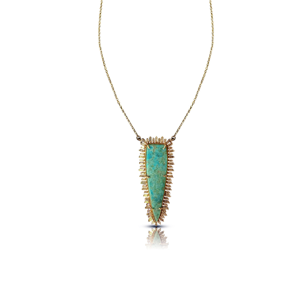 14k Pilot Mountain Turquoise Elongated Triangle Necklace