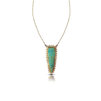 14k Pilot Mountain Turquoise Elongated Triangle Necklace