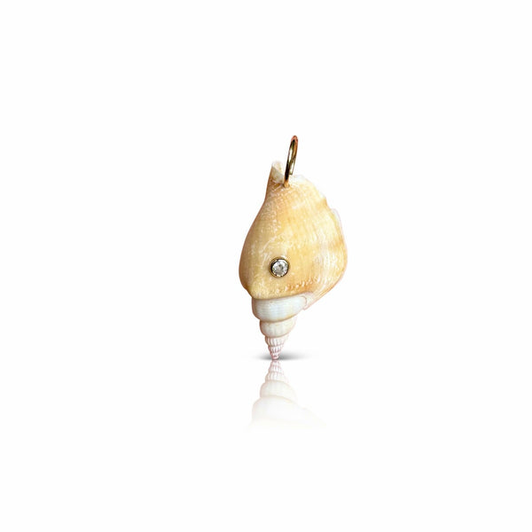 14k Diamond Whelk Shell Charm