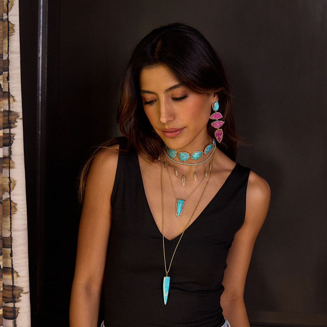 14k Elongated Turquoise Charm