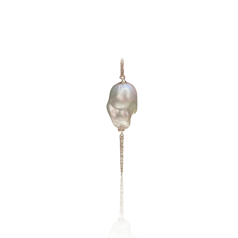 14k South Sea Baroque Pearl Pave Spike Charm