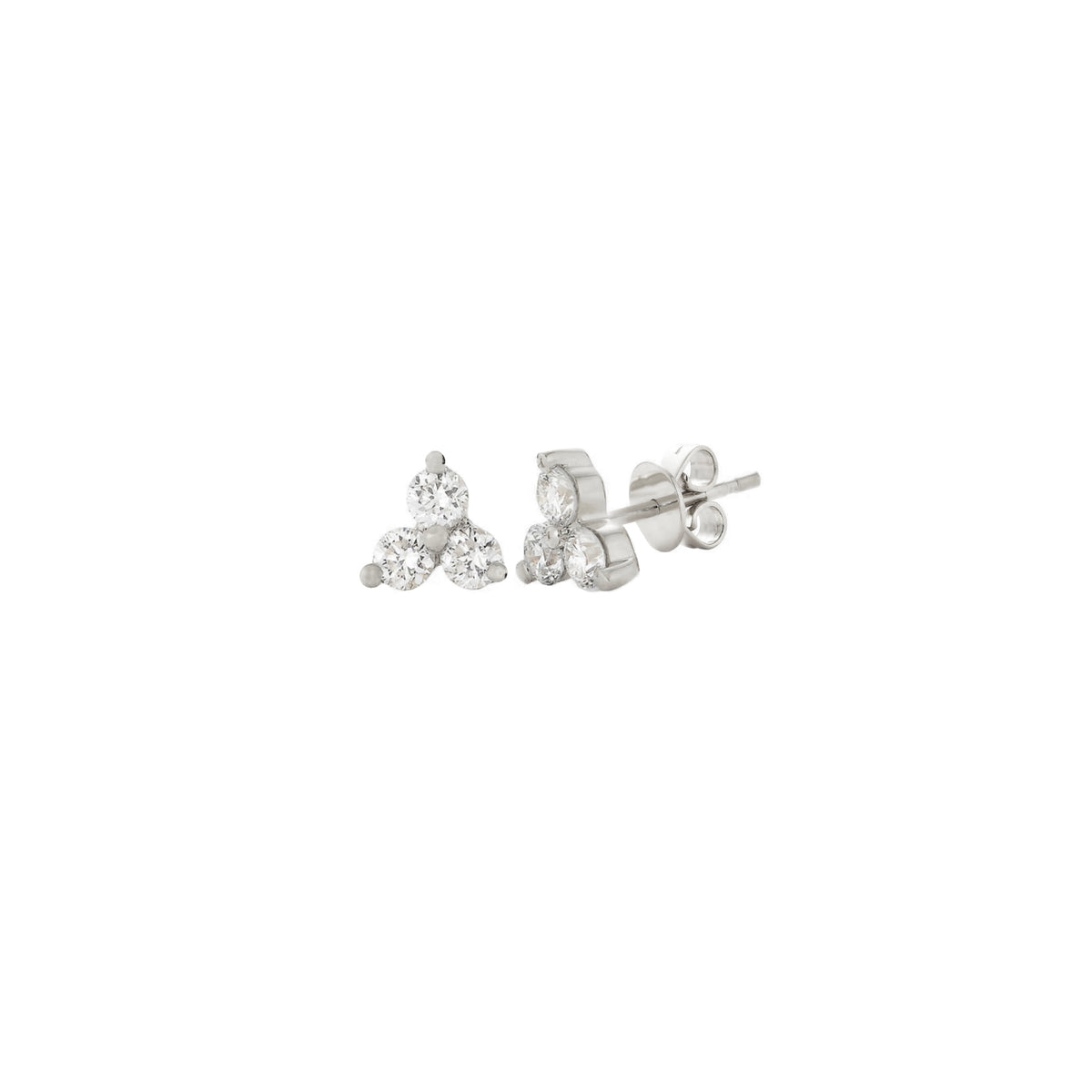 3 Diamond White Gold Triangle Studs