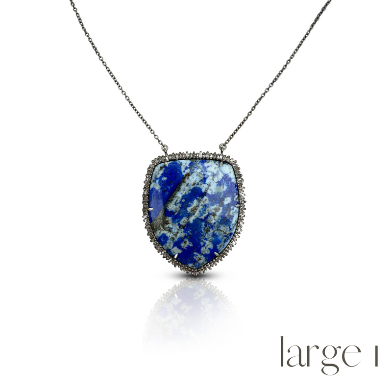 Lapis Silver Shield Necklace