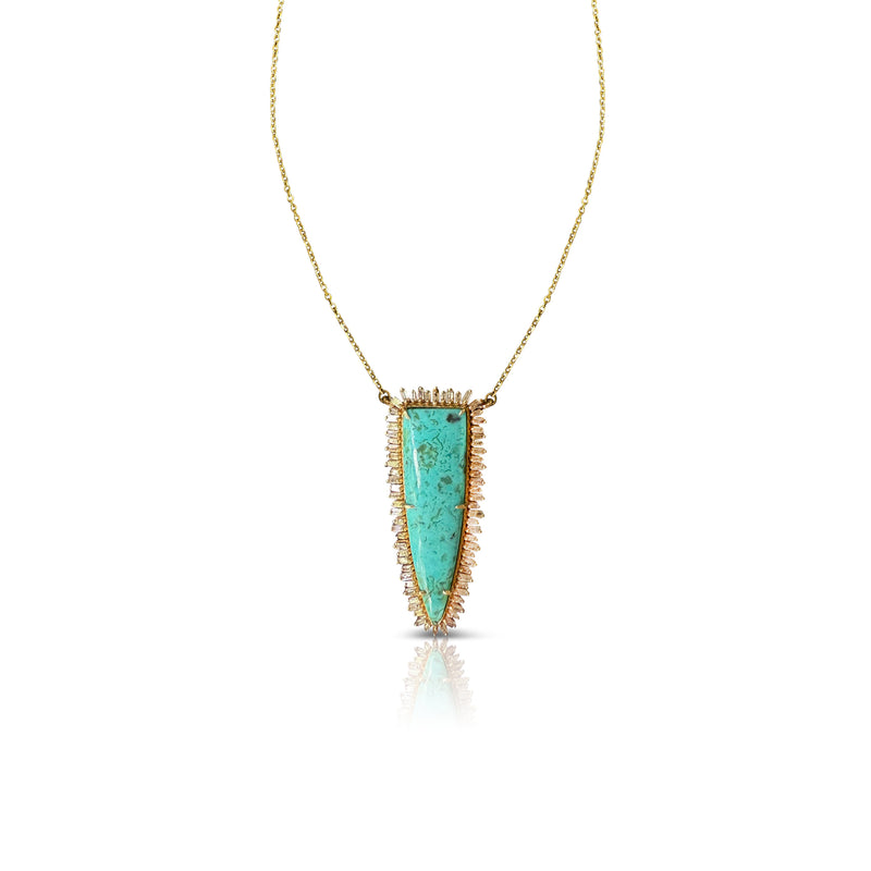14k Pilot Mountain Turquoise Elongated Triangle Necklace
