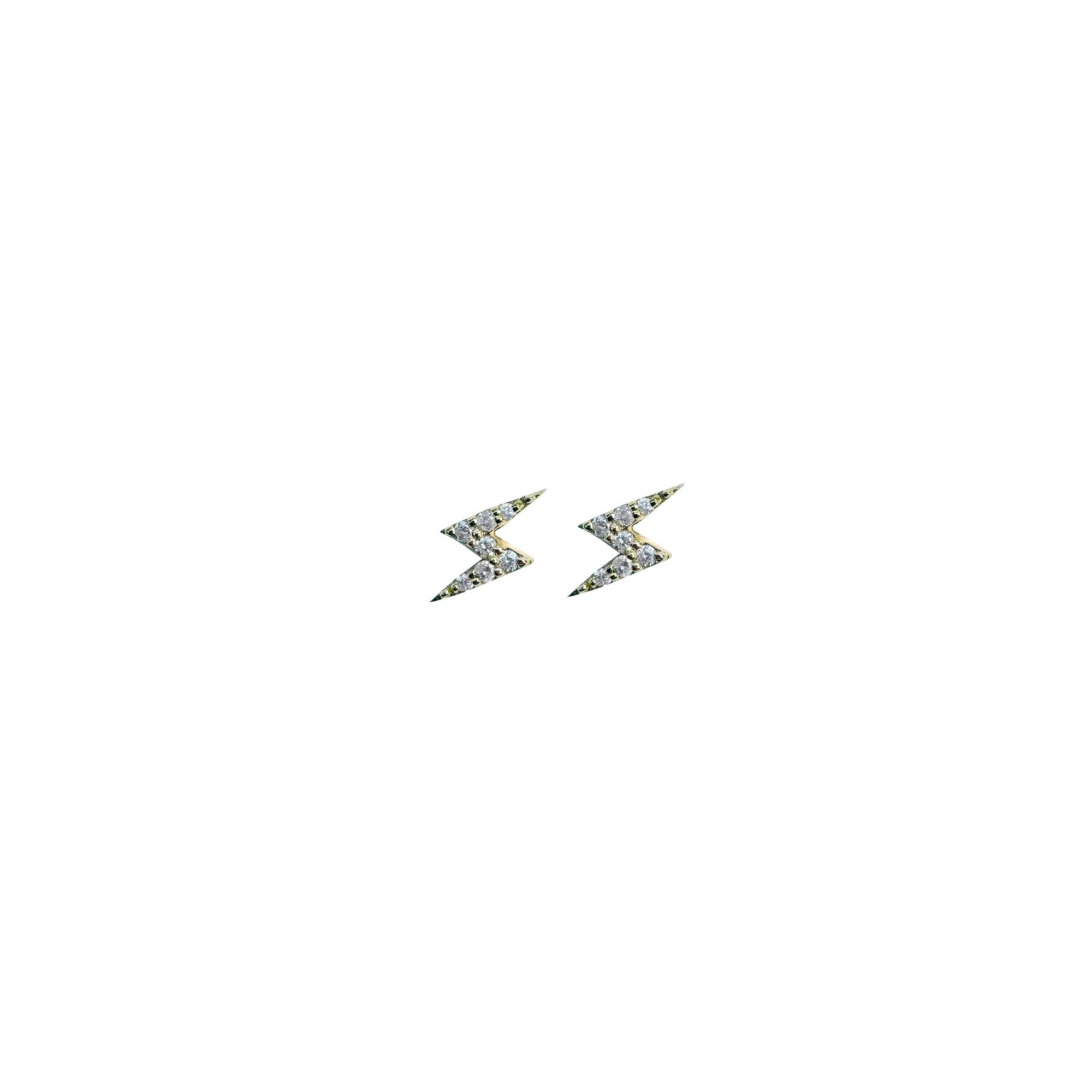 14k Yellow Gold Diamond Lightning Bolt Earrings