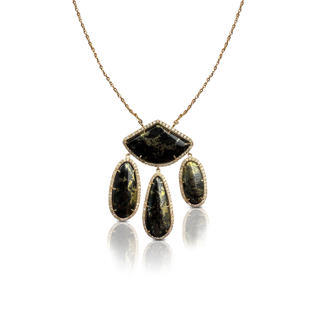 14k Free form Apache Gold Dangle Diamond Necklace