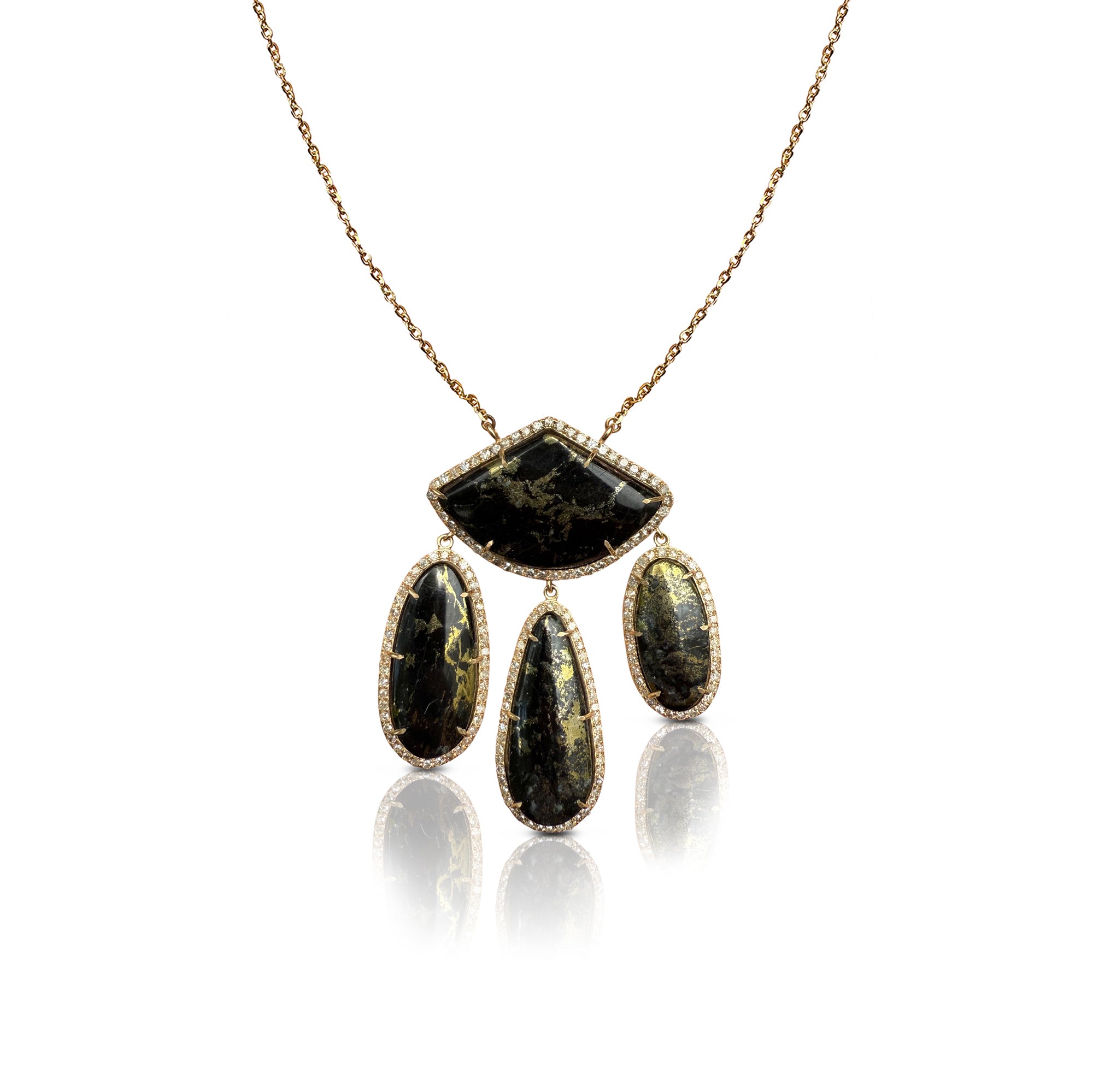 14k Free form Apache Gold Dangle Diamond Necklace