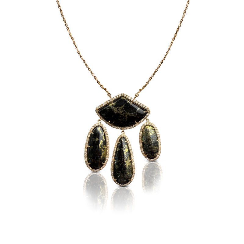 14k Free form Apache Gold Dangle Diamond Necklace