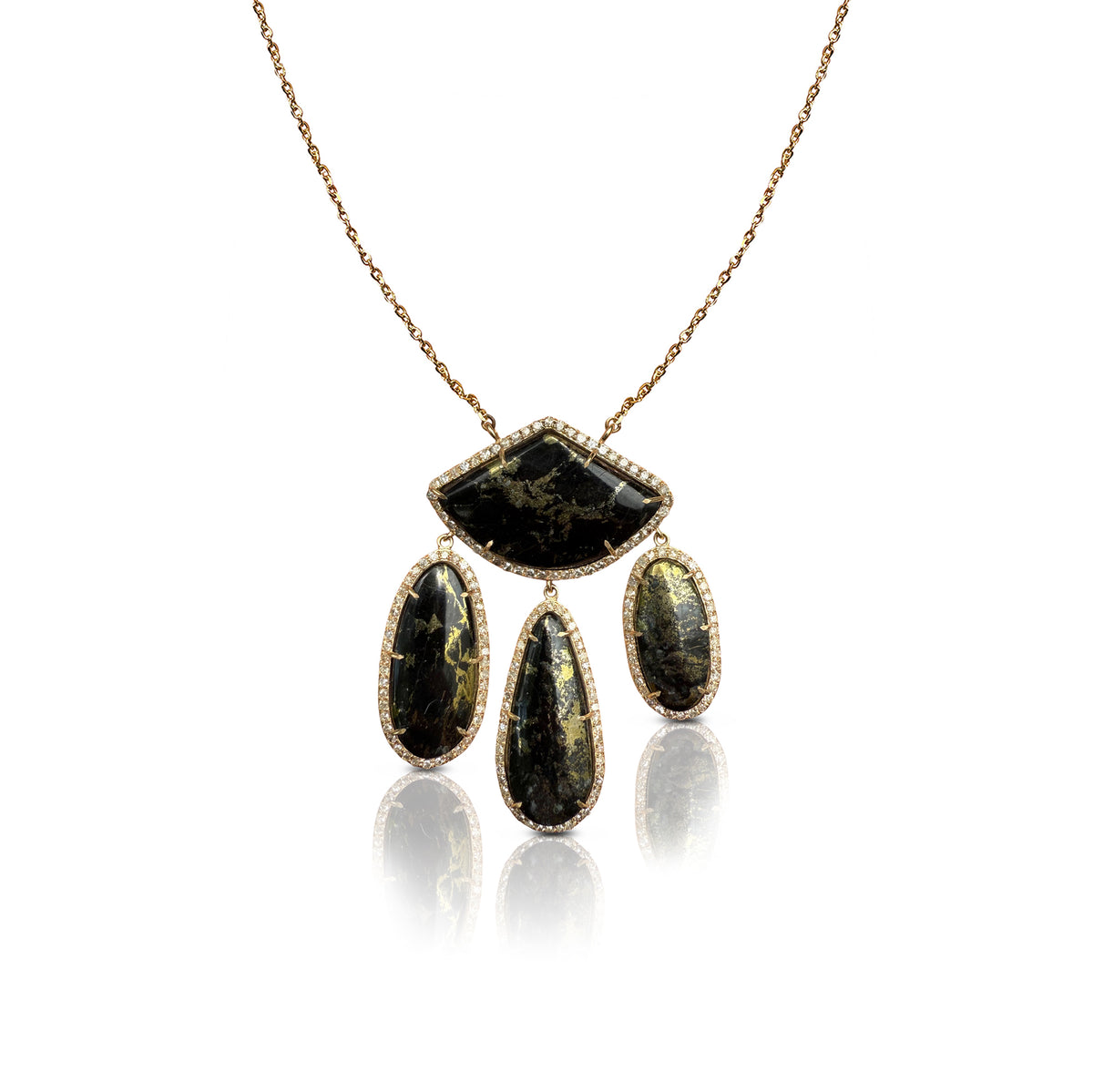 14k Free form Apache Gold Dangle Diamond Necklace