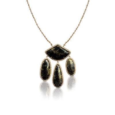 14k Free form Apache Gold Dangle Diamond Necklace