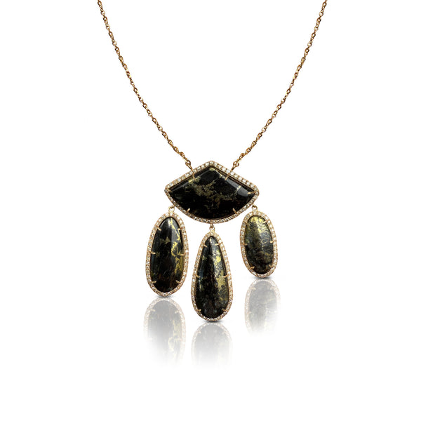 14k Free form Apache Gold Dangle Diamond Necklace
