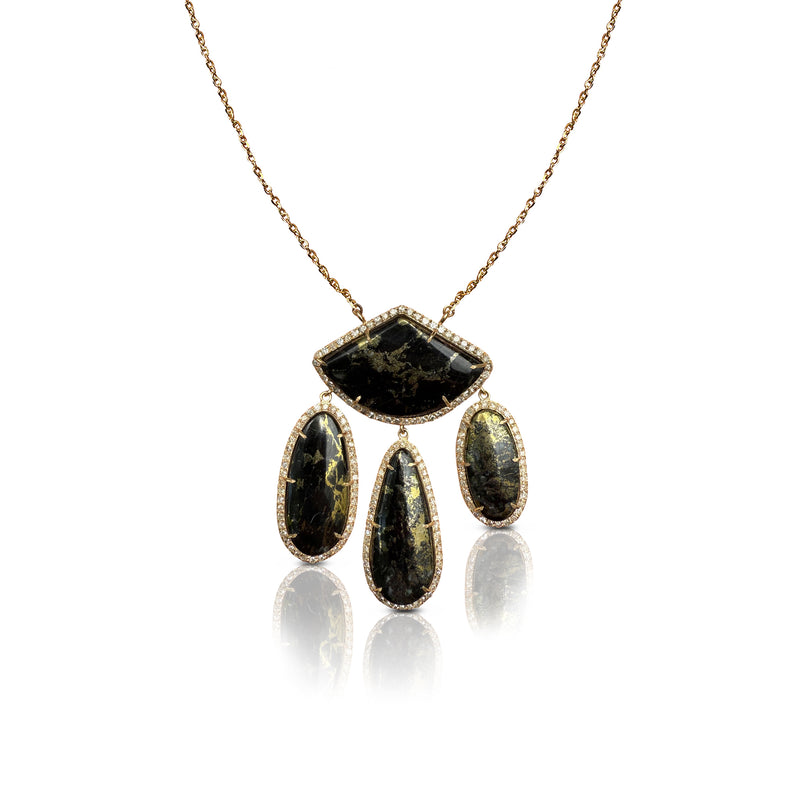 14k Free form Apache Gold Dangle Diamond Necklace