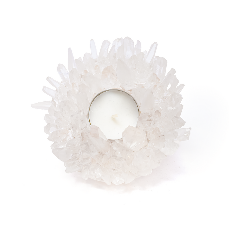 Lemurian Quartz Crystal Points Candle Holder