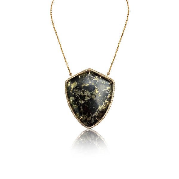 14k Apache Gold Shield Diamond Necklace