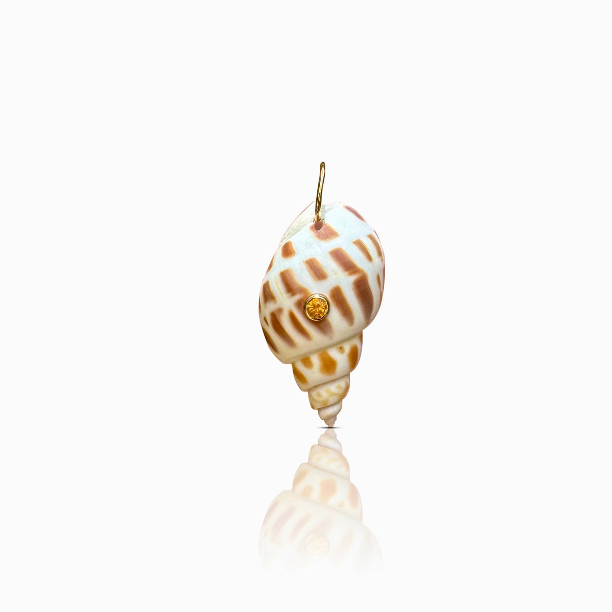 14k Orange Sapphire Babylon Shell Charm