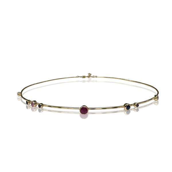 14k Sapphire Hammered Wire Choker