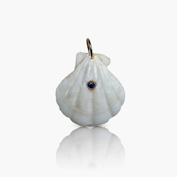 14k Blue Sapphire Scallop Shell Charm