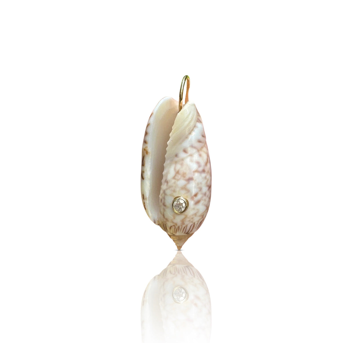 14k Diamond Lettered Olive Shell Charm