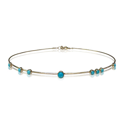 14k Turquoise Hammered Wire Choker