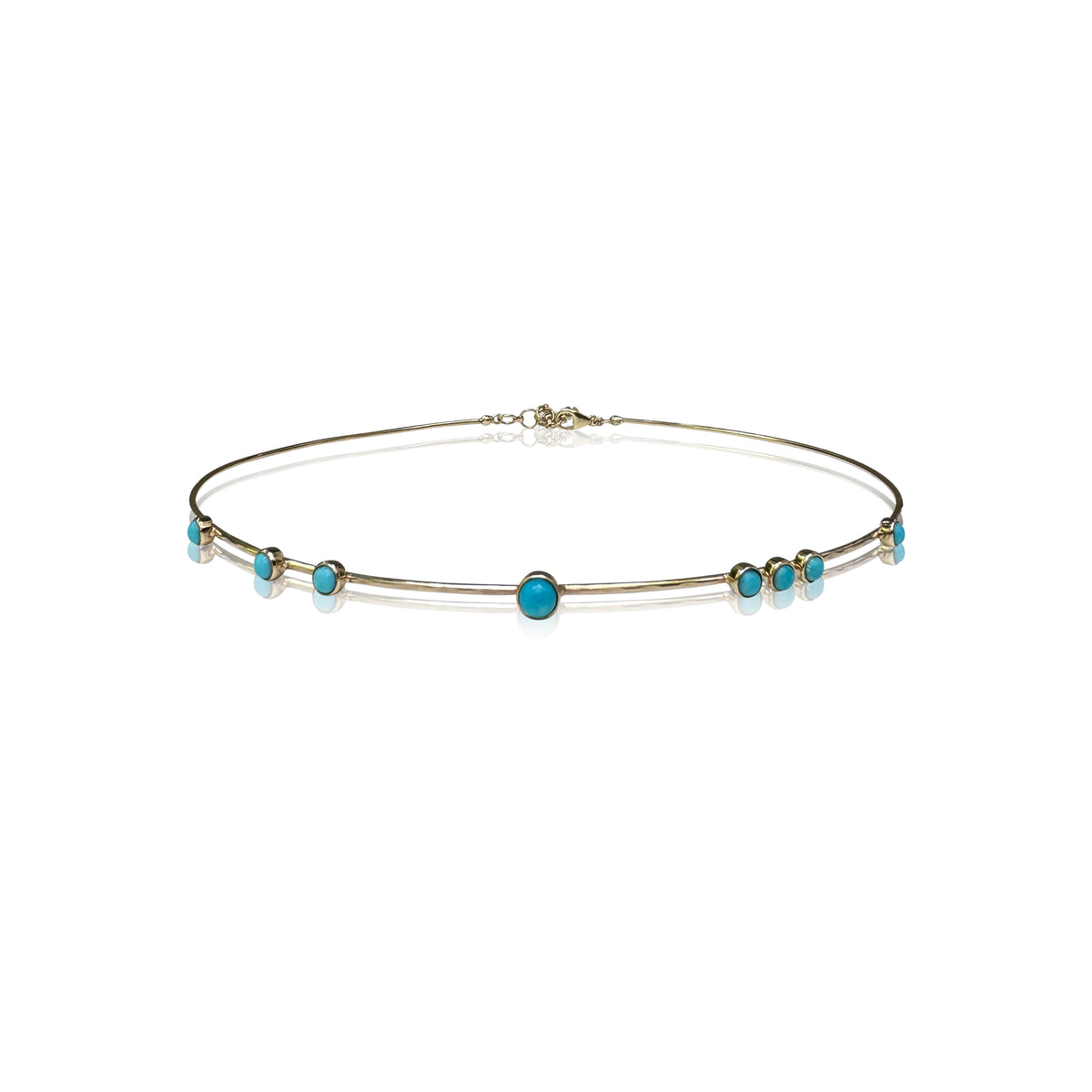 14k Turquoise Hammered Wire Choker