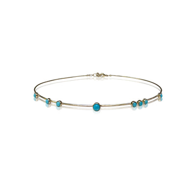 14k Turquoise Hammered Wire Choker