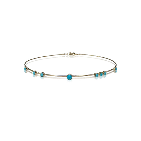 14k Turquoise Hammered Wire Choker
