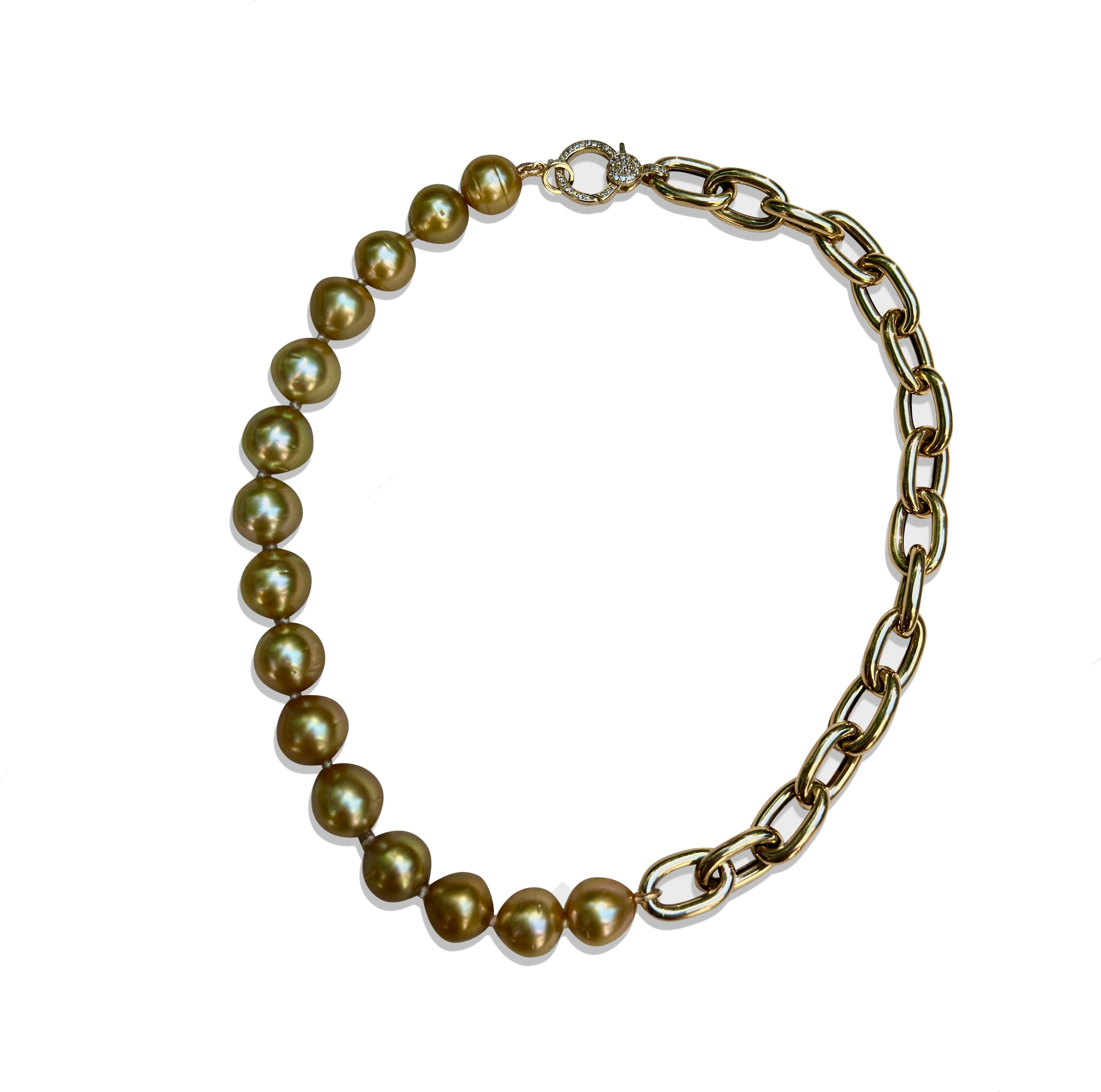 14k Yellow South Sea Pearl and Jumbo Chain Necklace