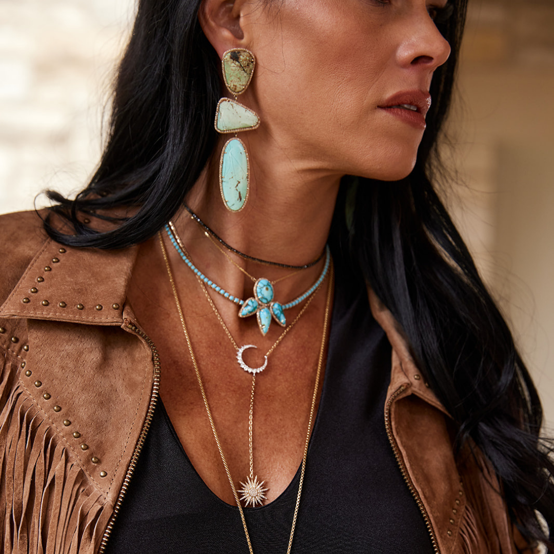 14k Sonoran Turquoise Triple Drop Earrings