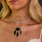 14k Free form Apache Gold Dangle Diamond Necklace