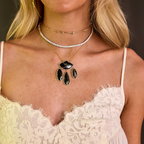 14k Free form Apache Gold Dangle Diamond Necklace