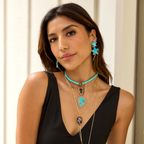 14k Sonoran Blue Turquoise Shield Diamond Necklace