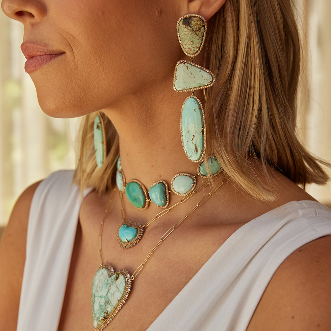 14k Sonoran Turquoise Triple Drop Earrings