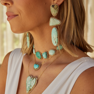 14k Sonoran Turquoise Triple Drop Earrings