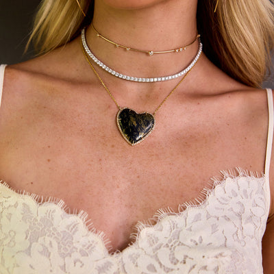 14k Small Apache Gold Heart Diamond Necklace