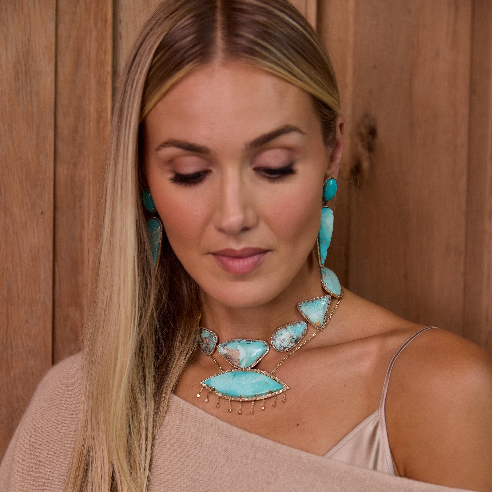 14k Whitewater Turquoise Diamond Choker