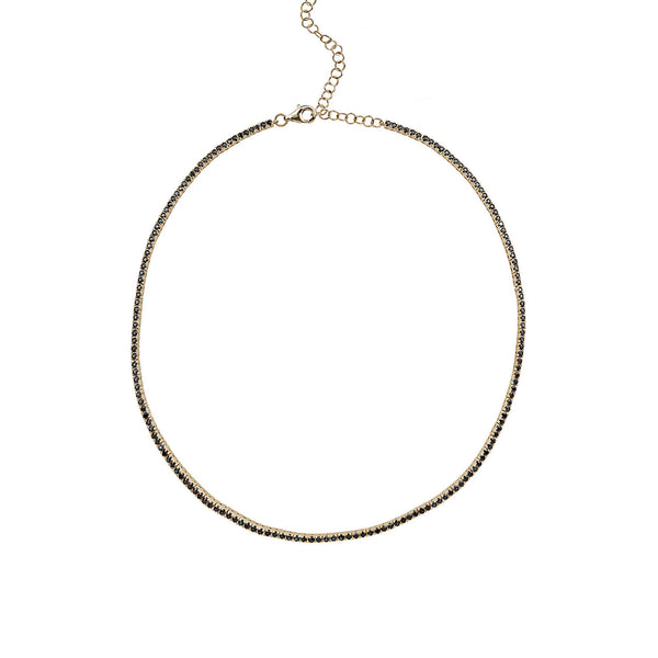 14k Black Sapphire Tennis Necklace