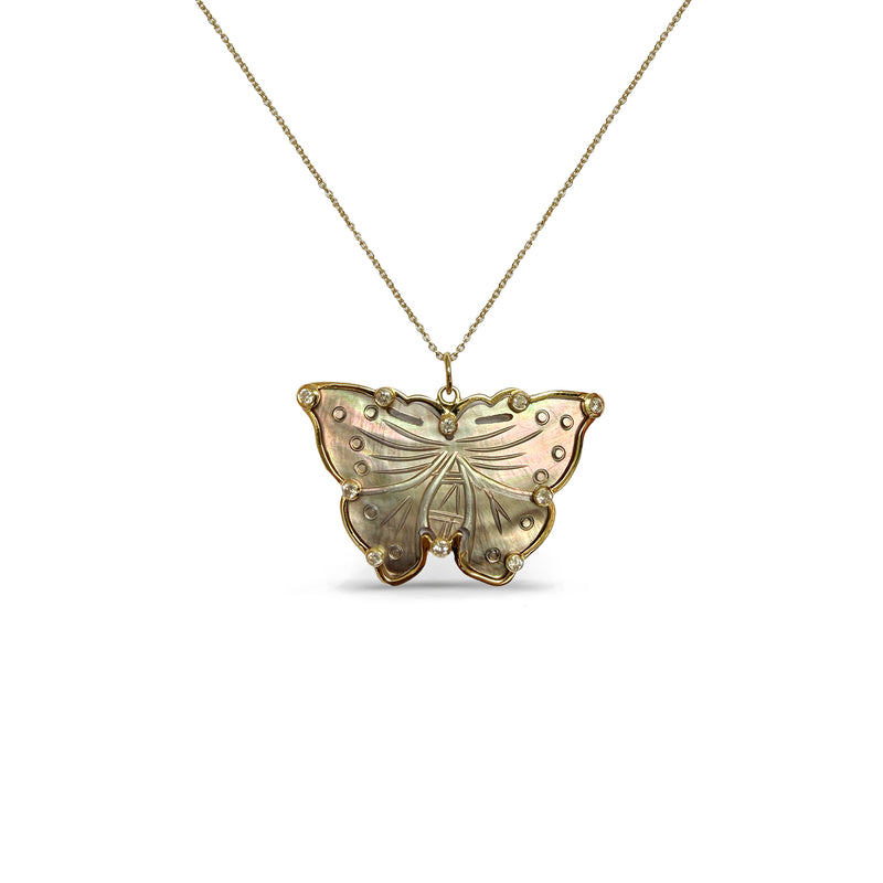 14k Mother of Pearl Butterfly Charm