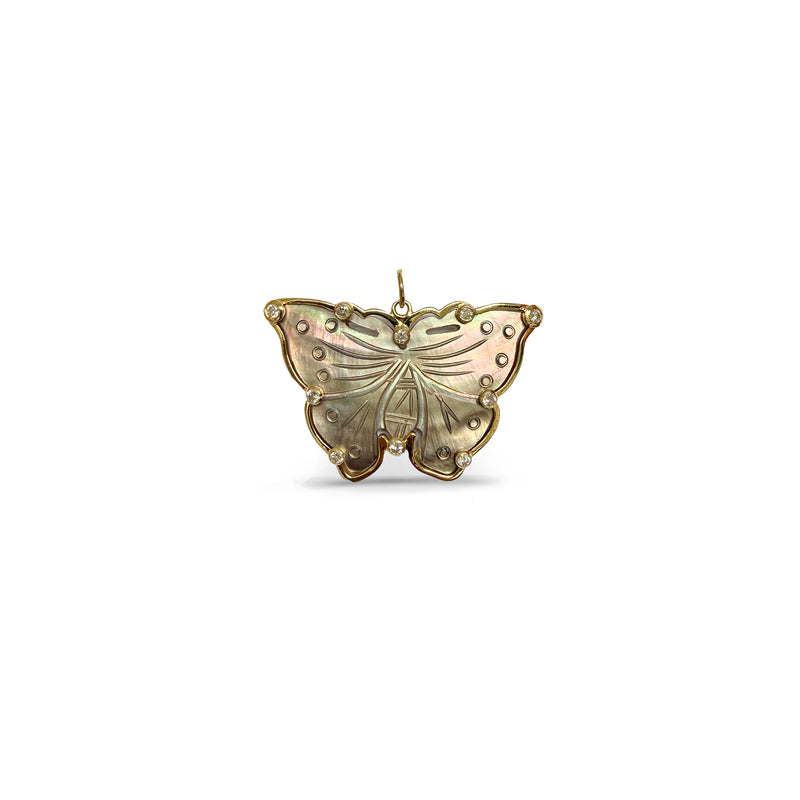 14k Mother of Pearl Butterfly Charm