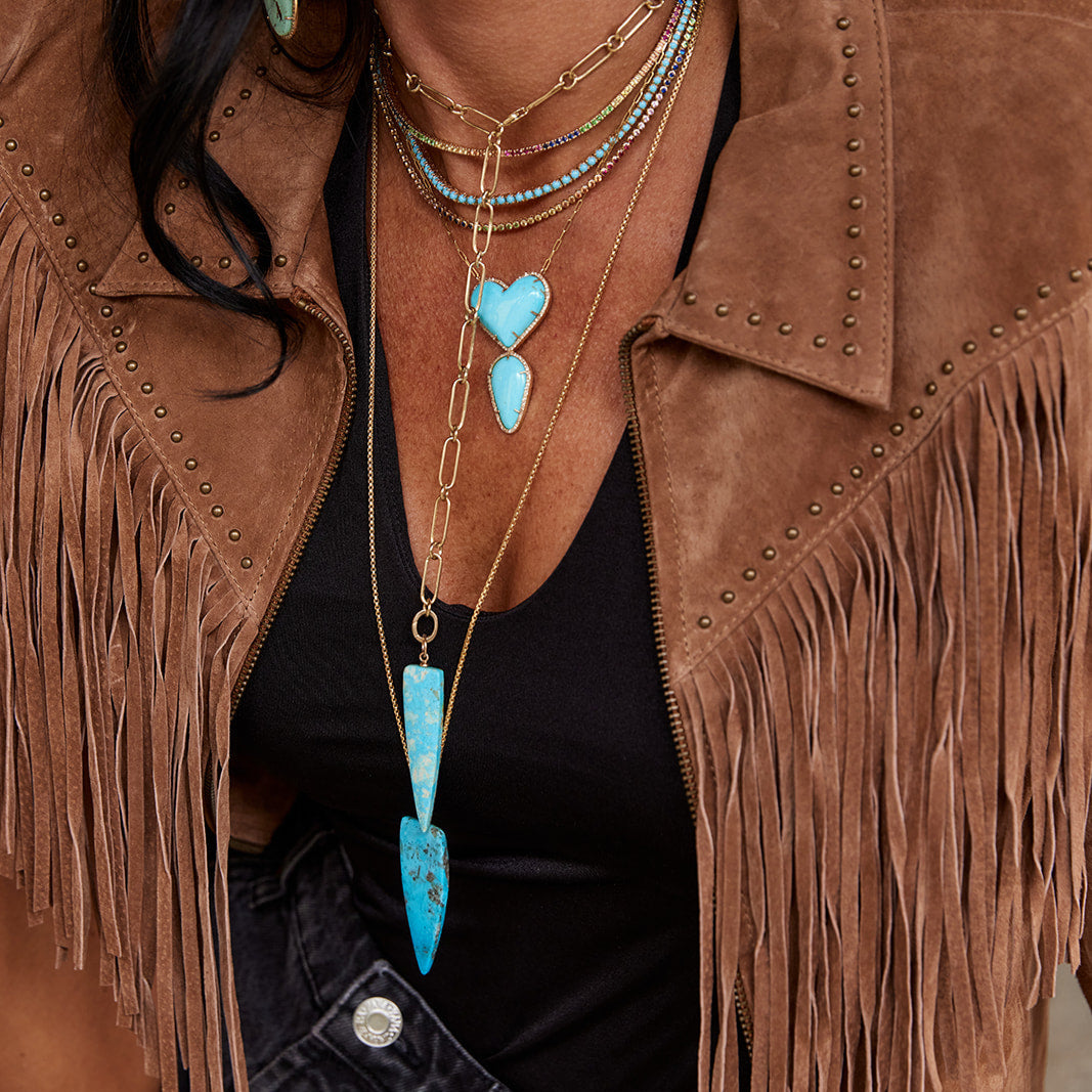 14k Elongated Turquoise Charm