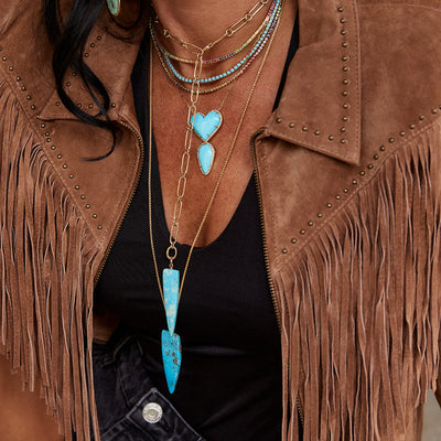 14k Elongated Turquoise Charm