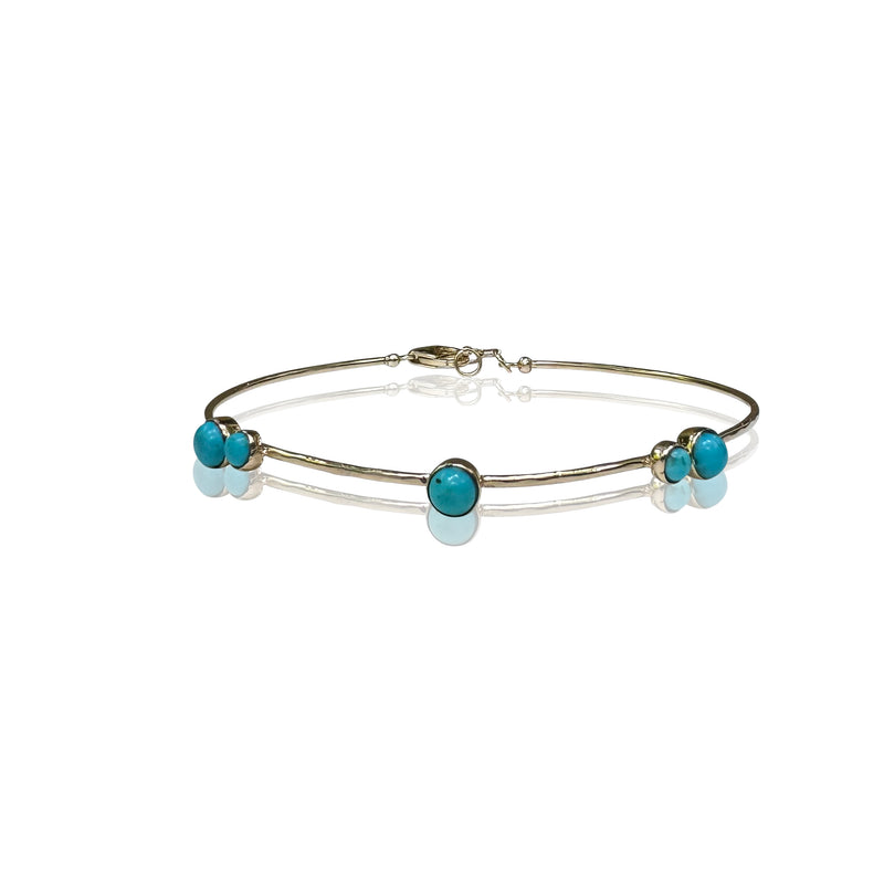 14k Turquoise Hammered Wire Bracelet