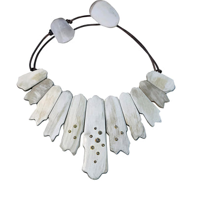Light Horn Collar with Bezel Set Diamonds