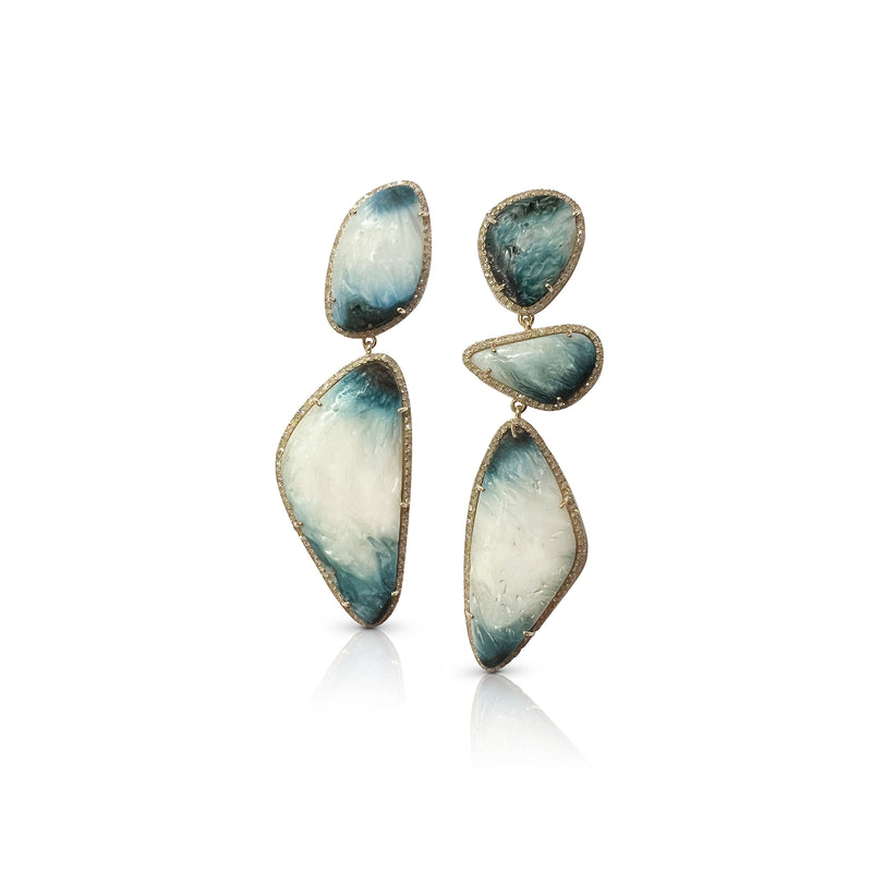 14k Blue Ice Palm Stone Drop Earrings