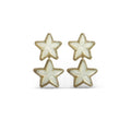 14k Mother of Pearl Carved Star Double Drop Earrings