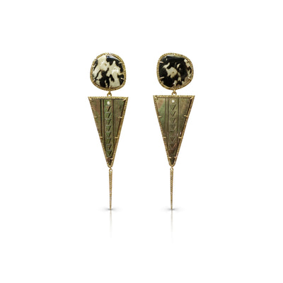 14k Mother of Pearl Double Drop Earrings